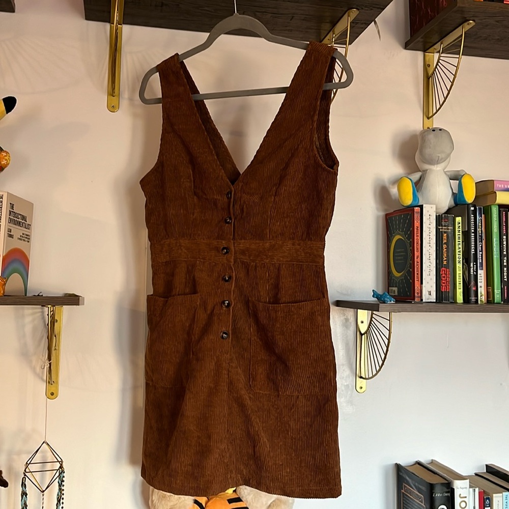 Brown Corduroy Mini Dress
